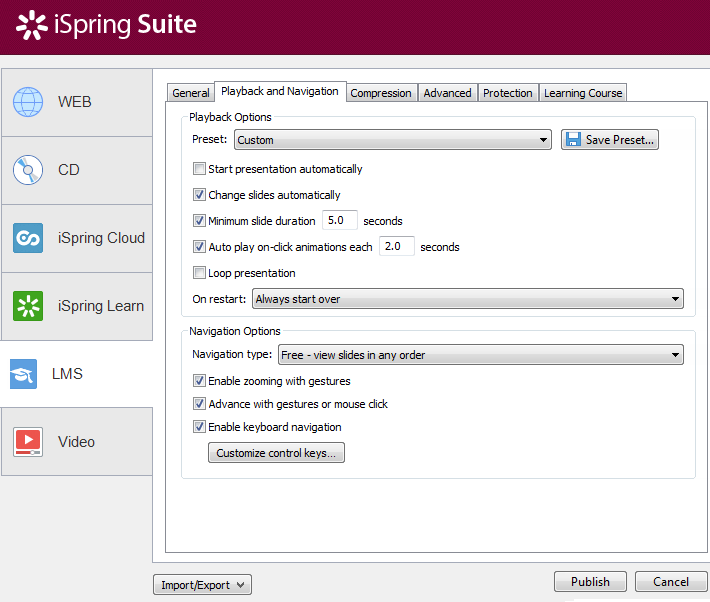 ispring interface